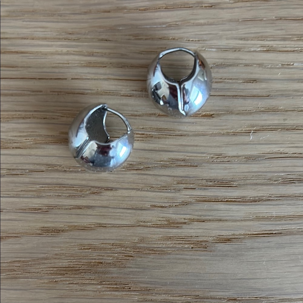 Club Monaco Silver Huggie Earrings Elegant Jewelry